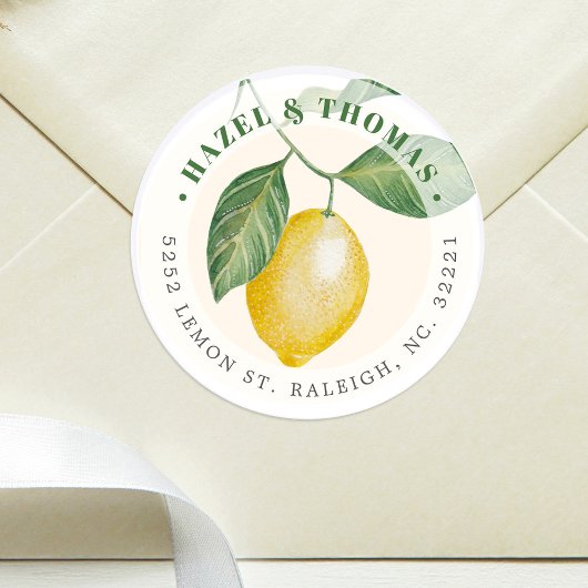 Sticker Rond Mariage de la saison du citron | Adresse