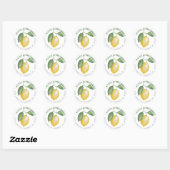 Sticker Rond Mariage de la saison du citron | Adresse (Feuille)