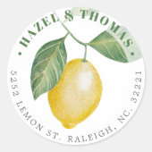 Sticker Rond Mariage de la saison du citron | Adresse (Devant)