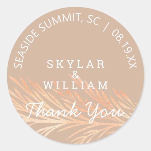 Sticker Rond Mariage de laiton Pampas Amande grillée Neutre (Devant)