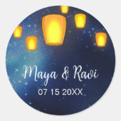 Sticker Rond Mariage de lanternes flottantes (Devant)