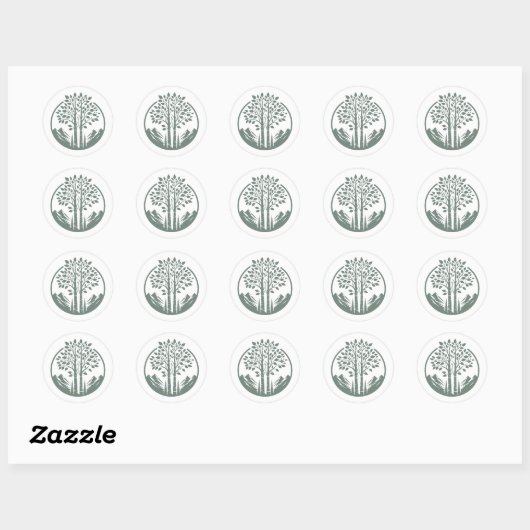 Sticker Rond Mariage de l'arbre d'aspect vert Sage (Feuille)