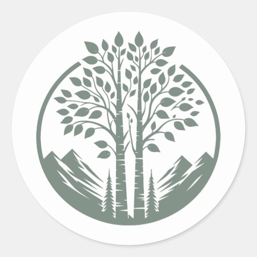 Sticker Rond Mariage de l'arbre d'aspect vert Sage (Devant)