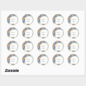 Sticker Rond Mariage de l'arrangement Blue Peony et Yellow Dais (Feuille)