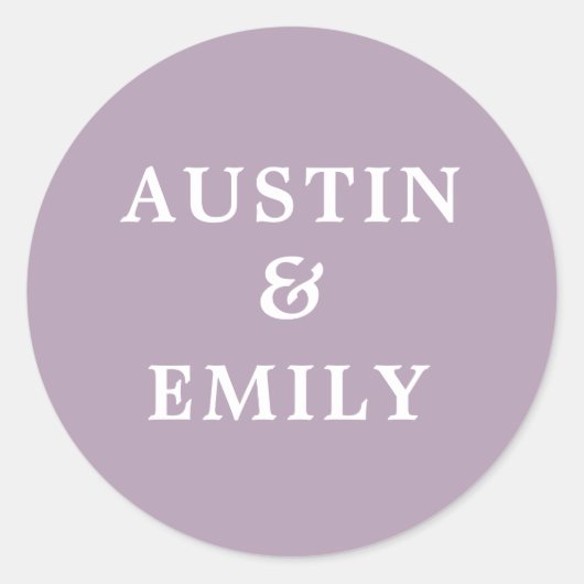 Sticker Rond Mariage de lavande moderne personnalisé (Devant)