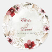 Sticker Rond Mariage de l'élégance hivernale de Bourgogne (Devant)