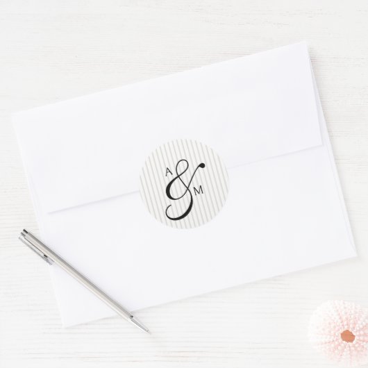 Sticker Rond Mariage de l'esperluette du script de monogramme (Enveloppe)