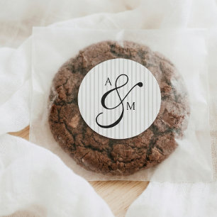 Sticker Rond Mariage de l'esperluette du script de monogramme