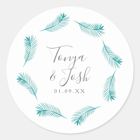 Sticker Rond Mariage de logo circulaire Feuille de palme tropic (Devant)