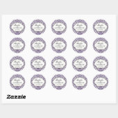 Sticker Rond Mariage de lunette argenté vieilli en Damas (Feuille)