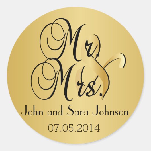 Sticker Rond Mariage de M. & Mme. | Personnaliser (Devant)