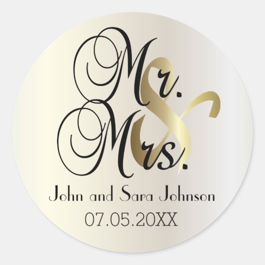 Sticker Rond Mariage de M. & Mme. | Personnaliser (Devant)