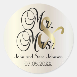Sticker Rond Mariage de M. & Mme.   Personnaliser