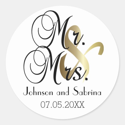 Sticker Rond Mariage de M. & Mme. | Personnaliser (Devant)
