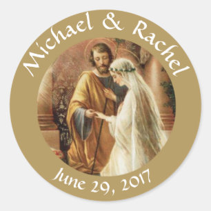 Sticker Rond Mariage de mariée catholique Faveurs