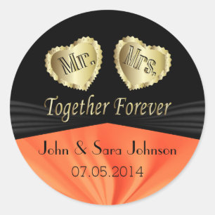 Sticker Rond Mariage de mariée et de chambre en Orange Person