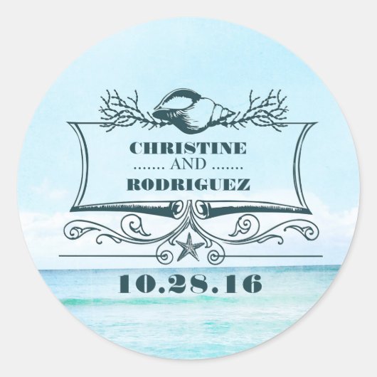 Sticker Rond Mariage de mer Turquoise (Devant)