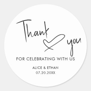 Sticker Rond Mariage de Merci Coeur de signature de script