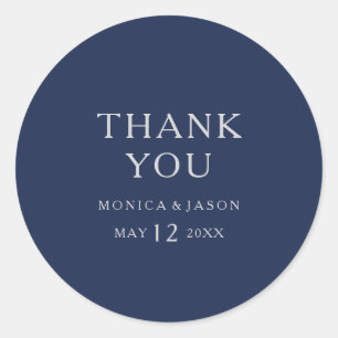 Sticker Rond Mariage de Merci d'argent bleu marine