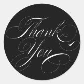 Sticker Rond Mariage de Merci de calligraphie noir et blanc (Devant)