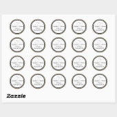 Sticker Rond Mariage de Merci de gris d'or noir (Feuille)