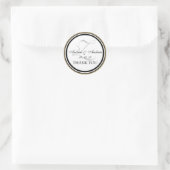 Sticker Rond Mariage de Merci de gris d'or noir (Sac)