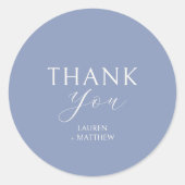 Sticker Rond Mariage de Merci de Monogramme bleu et blanc (Devant)