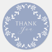 Sticker Rond Mariage de Merci de Monogramme bleu et blanc (Devant)
