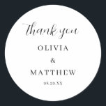 Sticker Rond Mariage de Merci de script de calligraphie<br><div class="desc">Mariage de Merci de script de calligraphie</div>