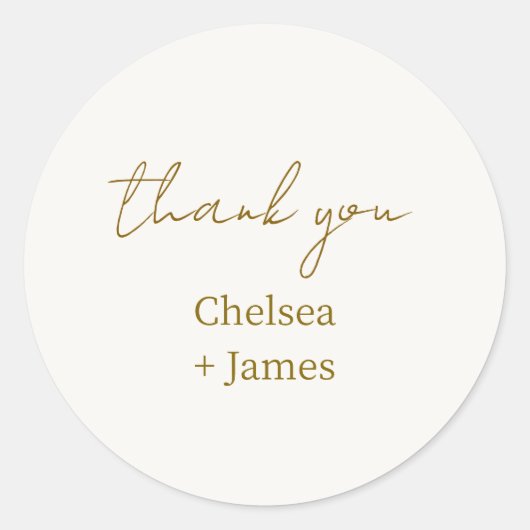 Sticker Rond Mariage de Merci de script simple chic (Devant)