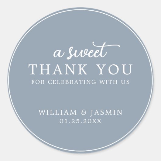 Sticker Rond Mariage de Merci doux bleu foncé moderne (Devant)