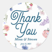 Sticker Rond Mariage de Merci fleur sauvage violet et rose (Devant)