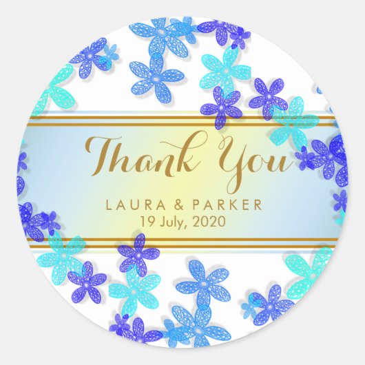 Sticker Rond Mariage de Merci floral (Devant)