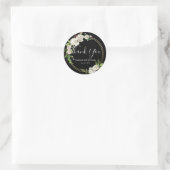 Sticker Rond Mariage de Merci Floral noir et blanc (Sac)