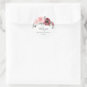 Sticker Rond Mariage de Merci Floral rose-bordeaux (Sac)