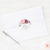 Sticker Rond Mariage de Merci Floral rose-bordeaux (Enveloppe)