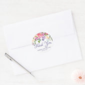 Sticker Rond Mariage de Merci floral rose et violet romantique (Enveloppe)