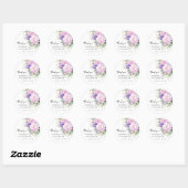 Sticker Rond Mariage de Merci Floral rose violet (Feuille)