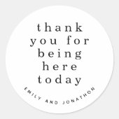 Sticker Rond Mariage de Merci Noms blancs simples (Devant)