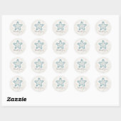 Sticker Rond Mariage de Merci Royal Blue Rustic Starfish (Feuille)
