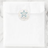 Sticker Rond Mariage de Merci Royal Blue Rustic Starfish (Sac)