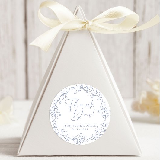Sticker Rond Mariage de Merci simple à fleur périphérique