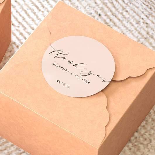 Sticker Rond Mariage de Merci simple et élégant