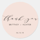 Sticker Rond Mariage de Merci simple et élégant (Devant)