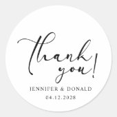 Sticker Rond Mariage de Merci simple et moderne noir (Devant)