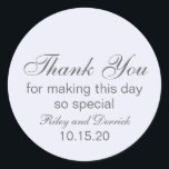 Sticker Rond Mariage de Merci simple Lavender<br><div class="desc">Dites merci à vos invités avec ce simple étiquette.</div>