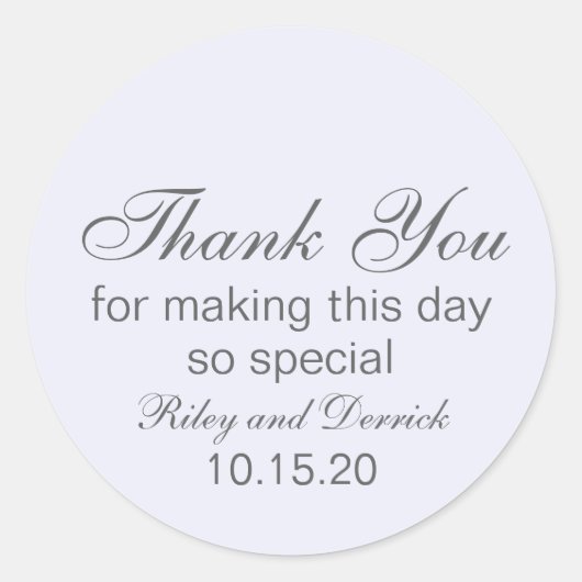 Sticker Rond Mariage de Merci simple Lavender (Devant)