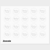 Sticker Rond Mariage De Merci Simple Noir Et Blanc (Feuille)