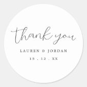 Sticker Rond Mariage De Merci Simple Noir Et Blanc (Devant)
