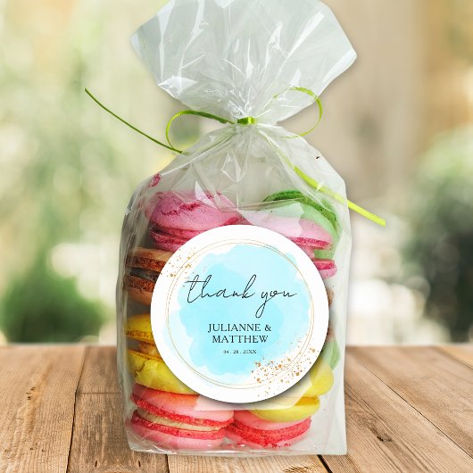 Sticker Rond Mariage de Merci turquoise moderne